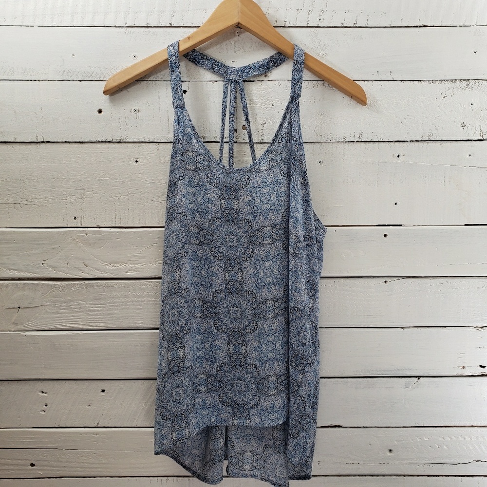 Anthropologie Paper Crane Blue Paisley Flowy Tank